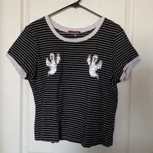 Hell Bunny Striped Ghost Patch T-Shirt